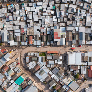 Urban slum aerial view